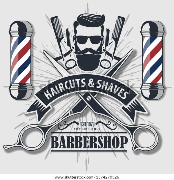 Barber Shop Logo Barber Pole Vintage Stock Vector (Royalty