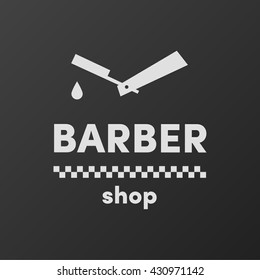 Barber Shop Logo Razor Drop