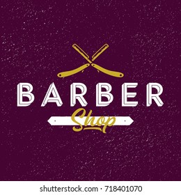 Barber shop logo with razors. Vector illustration.