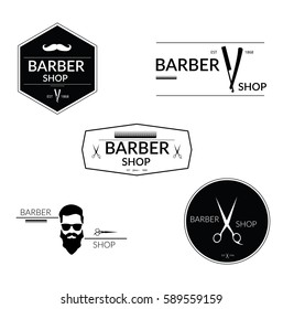 Barber shop logo set. Vector illustration