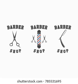 Barber Shop Logo Set Vector Template Design