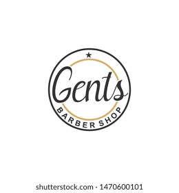 Barber shop logo template design vector, hair cut