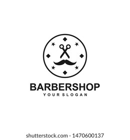 Barber shop logo template design vector, hair cut