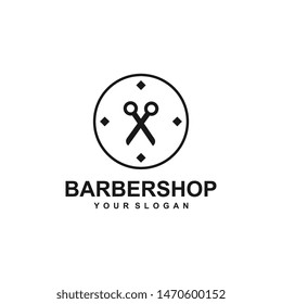 Barber shop logo template design vector, hair cut