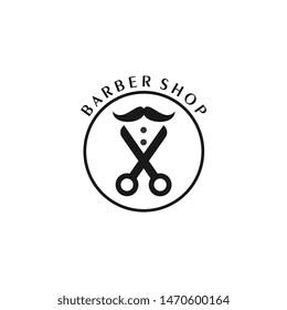Barber shop logo template design vector, hair cut