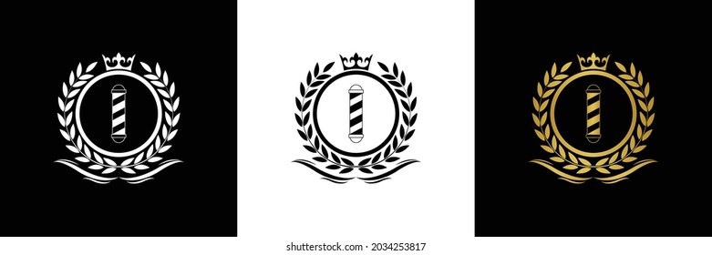 barber shop  logo template luxury royal vector company  decorative emblem with crown  