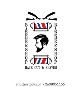 barber shop logo template vector icon design