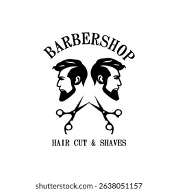 barber shop logo template vector icon design
