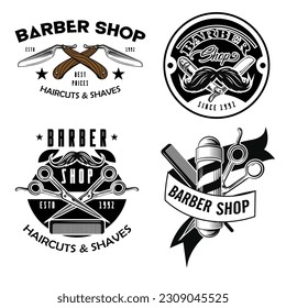 Barber shop logo templates classical tools elements 