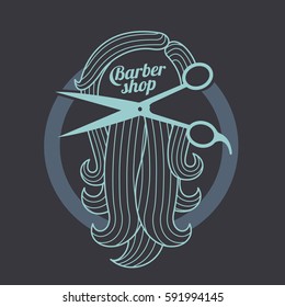 Barber shop logo templates. Hair, beard, razor, scissors, comb. Vintage style wine badges and labels. Black and white logo templates for your design. Vector illustration isolated on color background.