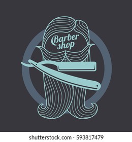 Barber shop logo templates. Hair, beard, razor, scissors, comb. Vintage style wine badges and labels. Black and white logo templates for your design. Vector illustration isolated on color background.