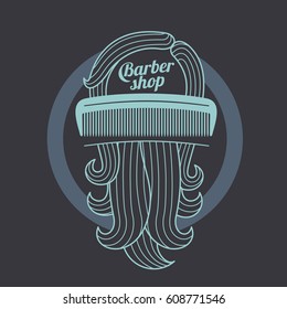 Barber shop logo templates. Hair, beard, razor, scissors, comb. Vintage style wine badges and labels. Black and white logo templates for your design. Vector illustration isolated on color background.
