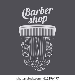 Barber shop logo templates. Hair, beard, razor, scissors, comb. Vintage style wine badges and labels. Black and white logo templates for your design. Vector illustration isolated on color background.