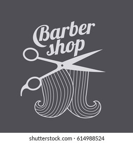 Barber shop logo templates. Hair, beard, razor, scissors, comb. Vintage style wine badges and labels. Black and white logo templates for your design. Vector illustration isolated on color background.