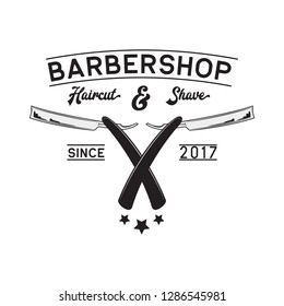 barber shop logo with text space for your slogan / tagline, vector illustration