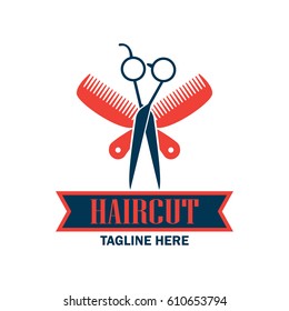 barber shop logo with text space for your slogan / tagline, vector illustration