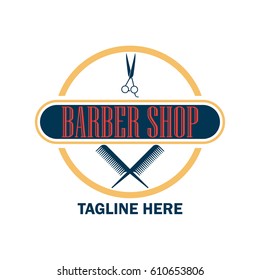 barber shop logo with text space for your slogan / tagline, vector illustration
