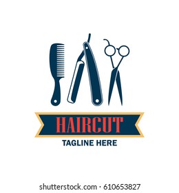 barber shop logo with text space for your slogan / tagline, vector illustration