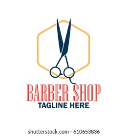 barber shop logo with text space for your slogan / tagline, vector illustration