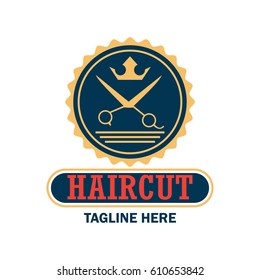 barber shop logo with text space for your slogan / tagline, vector illustration