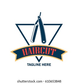 barber shop logo with text space for your slogan / tagline, vector illustration