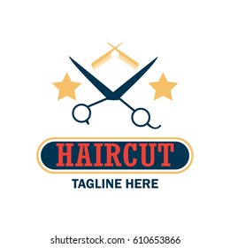 barber shop logo with text space for your slogan / tagline, vector illustration
