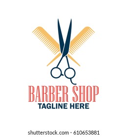 barber shop logo with text space for your slogan / tagline, vector illustration