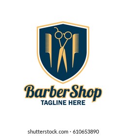 barber shop logo with text space for your slogan / tagline, vector illustration