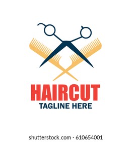barber shop logo with text space for your slogan / tagline, vector illustration
