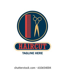 barber shop logo with text space for your slogan / tagline, vector illustration