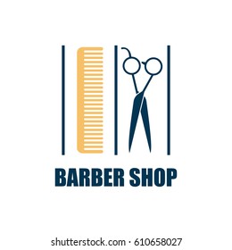 barber shop logo with text space for your slogan / tagline, vector illustration
