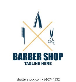 barber shop logo with text space for your slogan / tagline, vector illustration