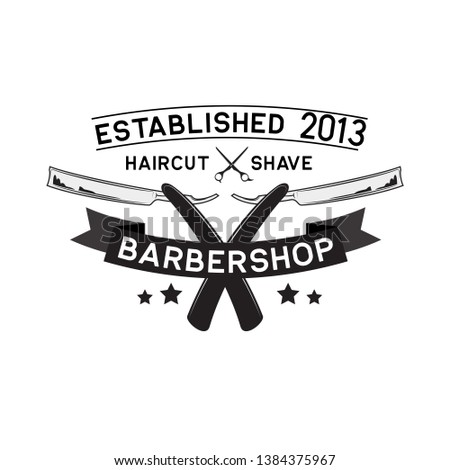 barber shop logo with text space for your slogan / tagline, vector illustration