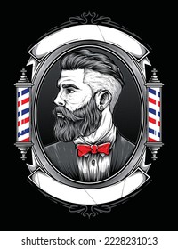 barber shop logo vector  classic gentleman logo  movember no shave icon logo isolated black background 