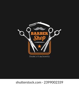 barber shop logo vector icon emblem