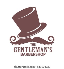 Logo de la Barbería o plantilla de ícono vector de bigotes y sombrero retro caballero para peluquería, café de peluquería premium o peluquero de tendencia