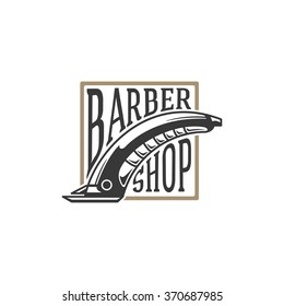 Barber Shop Logo Vector Template. For Label, Badge, Sign or Advertising. Barber shop Logo, Electric Razor Logo, Razor Logo, Shaver Logo. Razor Silhouette,