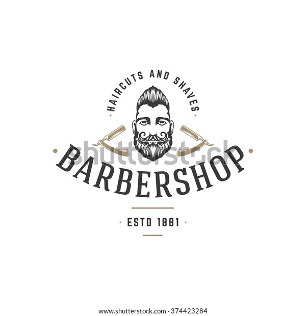 Barber Shop Logo Vector Template Label Royalty Free Stock Image