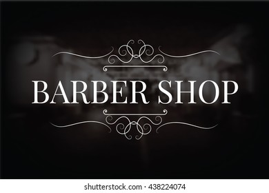 Barber Shop Logo With Vintage Elements On The Black Background - Stock Vector 