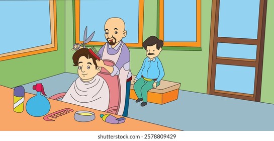 Barber Shop Man Getting Haircut Hair Salon Hairdresser Cutting Hair