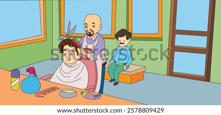 Barber Shop Man Getting Haircut Hair Salon Hairdresser Cutting Hair