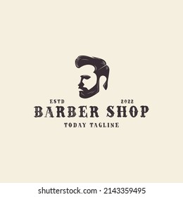 barber shop man vintage logo design vector icon illustration graphic creative idea