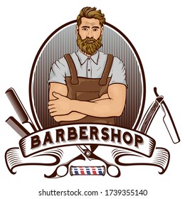 	
Barber Shop mascot vector logo design