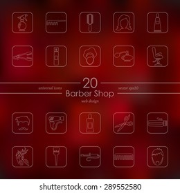 barber shop modern icons for mobile interface on blurred background