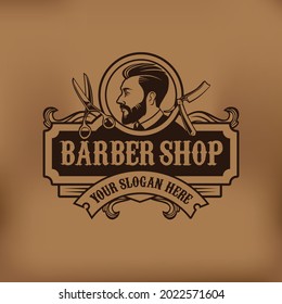 Barber Shop Modern Vintage Logo Design