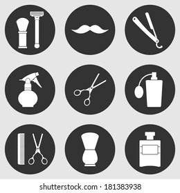 Barber Shop monochrome icons set