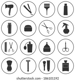 Barber Shop monochrome icons set