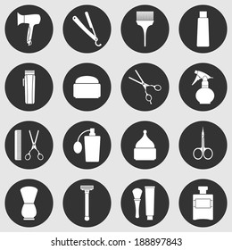 Barber Shop monochrome icons set