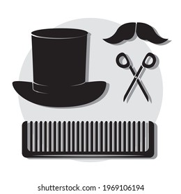 barber shop moustache scissors comb