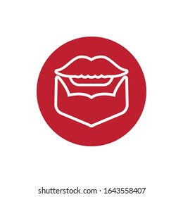 barber shop mustache and beard block style icon vector illustration design